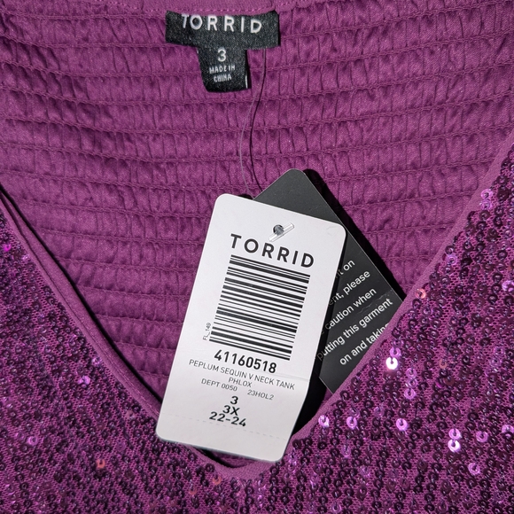 Torrid Purple Sequin V-Neck Tank - Picture 3 of 6